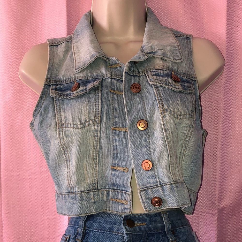 Jean cropped vest